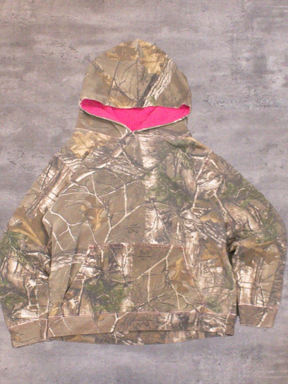 Vintage Y2K 2000's Real Tree Pink Contrast Camo All OVer Print Hoodie